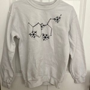 Selling a white etsy crewneck. Only wore 2 times.